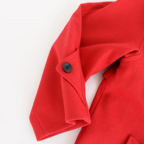 Vintage International Scene Red 100% Wool Maxi Double  Breasted Winter Coat 9/10 - Picture 12 of 16